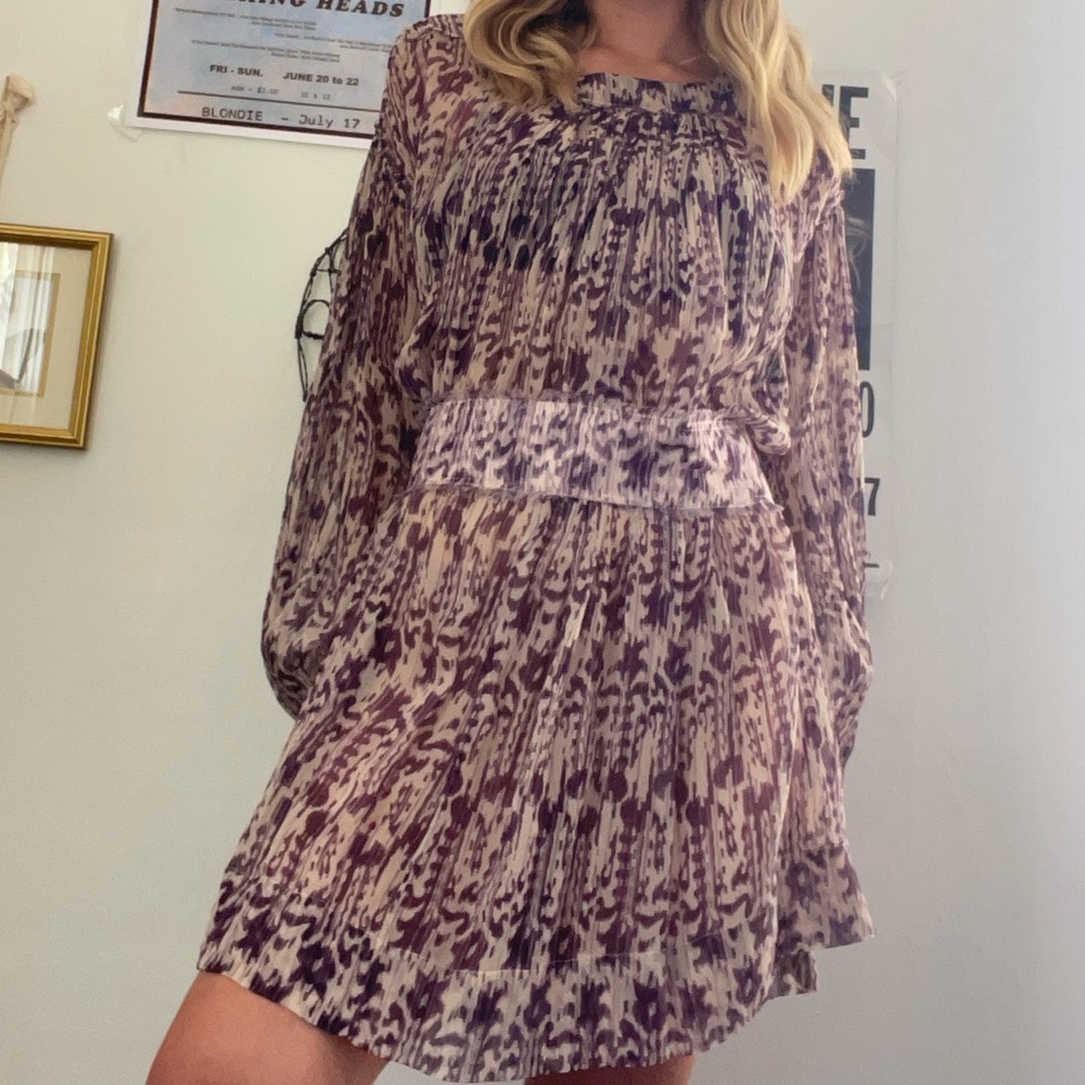 Étoile Isabel Marant purple patterned mini dress luxury designer vintage - Picture 2 of 4